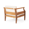 Aston Outdoor Mid-Century Modern Cushioned Acacia 4-seat Chat Set - Teak Finish + Cream Cushion