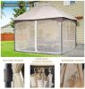 10*12 FT Softtop Metal Gazebo with Mosquito Net&Sunshade Curtains,Sturdy Heavy Duty Double Roof Canopy,Galvanized Steel Design Outdoor Tent