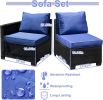 8-piece patio furniture set, all-weather outdoor wicker combination conversation sofa, rattan patio sofa with cushion and glass coffee table