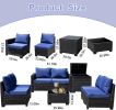 8-piece patio furniture set, all-weather outdoor wicker combination conversation sofa, rattan patio sofa with cushion and glass coffee table