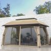 Outsunny 10' x 13' Patio Gazebo, Outdoor Gazebo Canopy Shelter with Netting, Vented Roof, Steel Frame for Garden, Lawn, Backyard, and Deck, Beige
