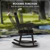 Outsunny Outdoor Wood Rocking Chair, 350 lbs. Porch Rocker with High Back for Garden, Patio, Balcony, Black