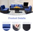 8-piece patio furniture set, all-weather outdoor wicker combination conversation sofa, rattan patio sofa with cushion and glass coffee table