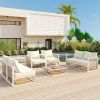 TOPMAX Modern Minimalist 7-Piece Metal Patio Sectional Sofa Set