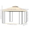10' x 10' Metal Patio Gazebo, Double Roof Outdoor Gazebo Canopy Shelter with Tree Motifs Corner Frame and Netting, for Garden, Lawn, Backyard