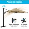 11 FT Cantilever Patio Umbrella, Round Outdoor Offset Umbrella with 360¬∞ Rotation & Tilt Adjustment without Base - Khaki