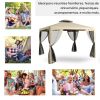 Outsunny 9.6' x 11.6' Patio Gazebo, Outdoor Canopy Shelter with 2-Tier Roof and Netting, Steel Frame for Garden, Lawn, Backyard, and Deck, Taupe