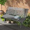 Outsunny 48.5" Garden Bench, Outdoor Patio Bench, Lightweight Aluminum Park Bench with Slatted Seat for Lawn, Park, Deck, Gray