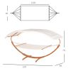 Outsunny Outdoor Hammock with Stand & Accessories, Heavy Duty Wooden Frame, Extra Large Sun Shade Canopy, Indoor Outside Boho Style Nap Bed