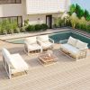 TOPMAX Modern Minimalist 7-Piece Metal Patio Sectional Sofa Set