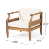 Aston Outdoor Mid-Century Modern Cushioned Acacia 4-seat Chat Set - Teak Finish + Cream Cushion