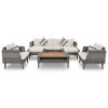 GO 6-Pieces All Weather PE Wicker Sofa Set, Outdoor Rattan sofa With Double Cushions, Wood Legs Wood Table Top, Beige and Gray