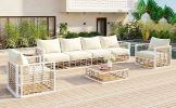 TOPMAX Modern Minimalist 7-Piece Metal Patio Sectional Sofa Set