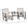 Outsunny Outdoor Glider Chairs with Coffee Table, Patio 2-Seat Rocking Chair Swing Loveseat with Breathable Sling for Backyard, Garden, and Porch