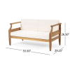 Aston Outdoor Mid-Century Modern Cushioned Acacia 4-seat Chat Set - Teak Finish + Cream Cushion