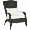 Outsunny Patio Wicker Adirondack Chair, Outdoor All-Weather Rattan Fire Pit Chair w/ Soft Cushions