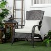 Outsunny Patio Wicker Adirondack Chair, Outdoor All-Weather Rattan Fire Pit Chair w/ Soft Cushions