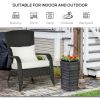 Outsunny Patio Wicker Adirondack Chair, Outdoor All-Weather Rattan Fire Pit Chair w/ Soft Cushions