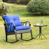 Outsunny Outdoor Wicker Rocking Chair with Padded Cushions, Aluminum Furniture Rattan Porch Rocker Chair w/ Armrest for Garden, Patio, and Backyard