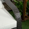Outsunny Patio Wicker Adirondack Chair, Outdoor All-Weather Rattan Fire Pit Chair w/ Soft Cushions